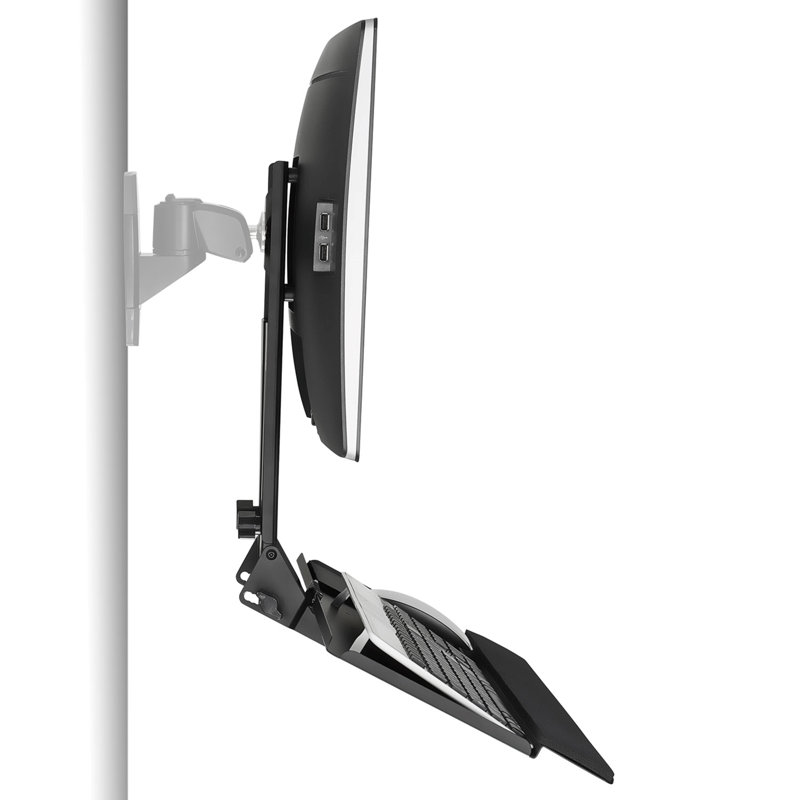Black Adjustable Wall Mount Monitor and Keyboard Tray