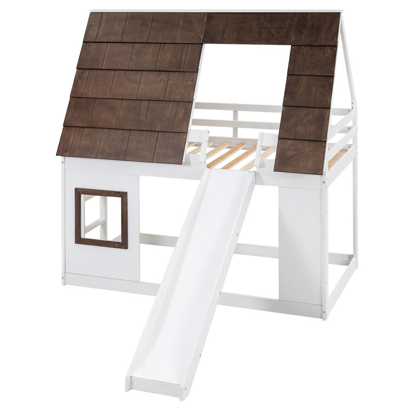 Helmi Kids Twin Bunk Bed with Slide