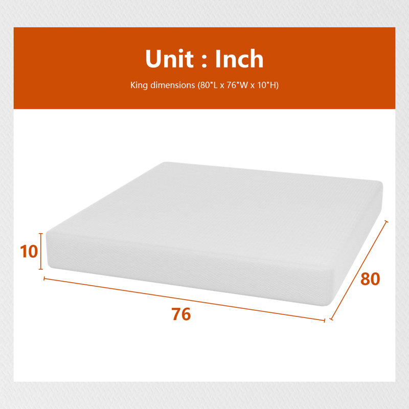 Alwyn Home Meridianville Medium Memory Foam Mattress, King, 10"