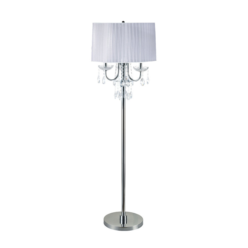 Mclaren 62.5'' Chrome Traditional Floor Lamp, White