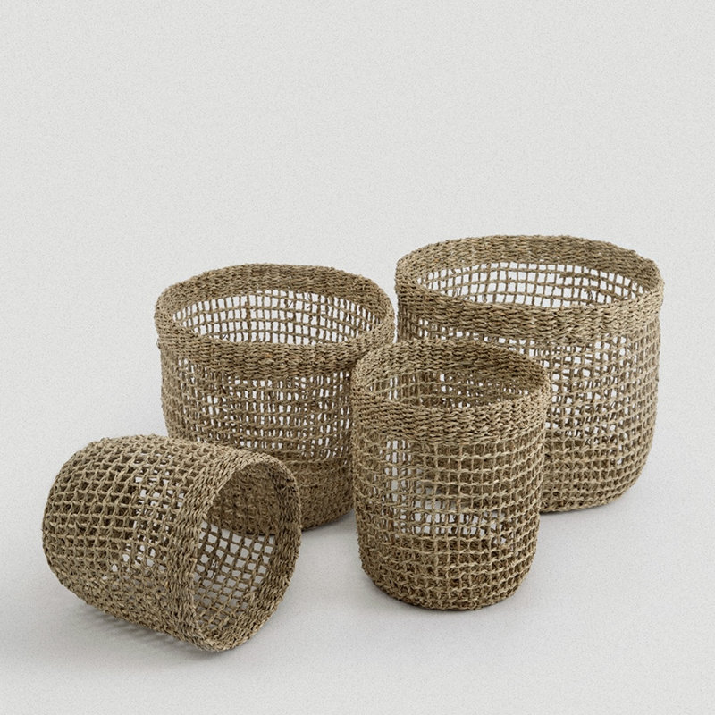 Panier haut en jonc de mer Siwa (lot de 4)