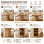 Table de salle à manger extensible de 47 à 63 pouces, pouvant accueillir de 4 à 8 personnes, comprenant une tablette de rangement à deux niveaux peu encombrante et résistante à la poussière; Table de salle à manger extensible ovale en bois massif avec une base de style colonne (finition en bois naturel)-1489985176