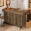 Table de bar 57,48 pouces, table de pub à hauteur de comptoir industrielle avec rangement à 2 niveaux, unité de bar rectangulaire avec repose-pieds en métal pour la cuisine, la salle à manger, le bistro et le brun rustique