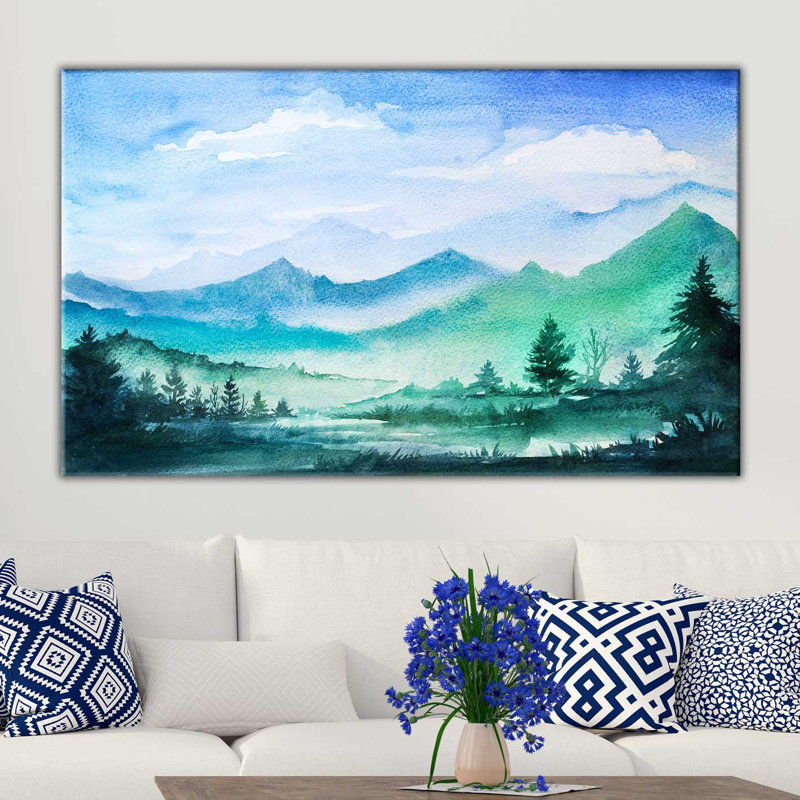« painté rocky montagnes », reproduction de peinture à l’acrylique sur toile tendue, H 24 po x l 40 po x P 1,5 po