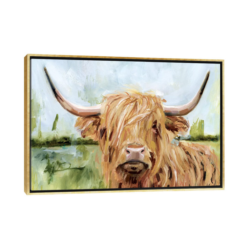 Highland Grazer I par Victoria Borges - reproduction d'art, H 18 po x l 26 po x P 1,5 po, Toile encadrée d'or, Aucun mat