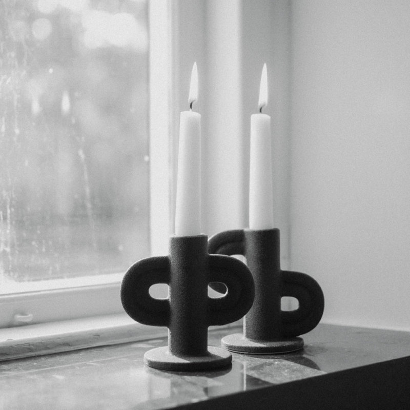 4.33'' H Ceramic Tabletop Candlestick, Black