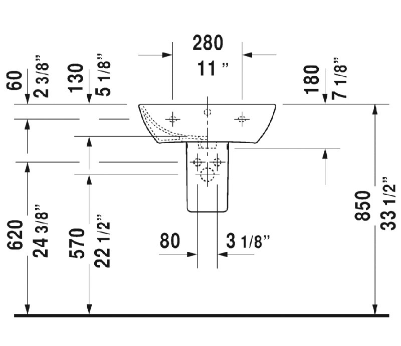 Me by Starck Ceramic 18" Wall Mount Bathroom Sink with Overflow