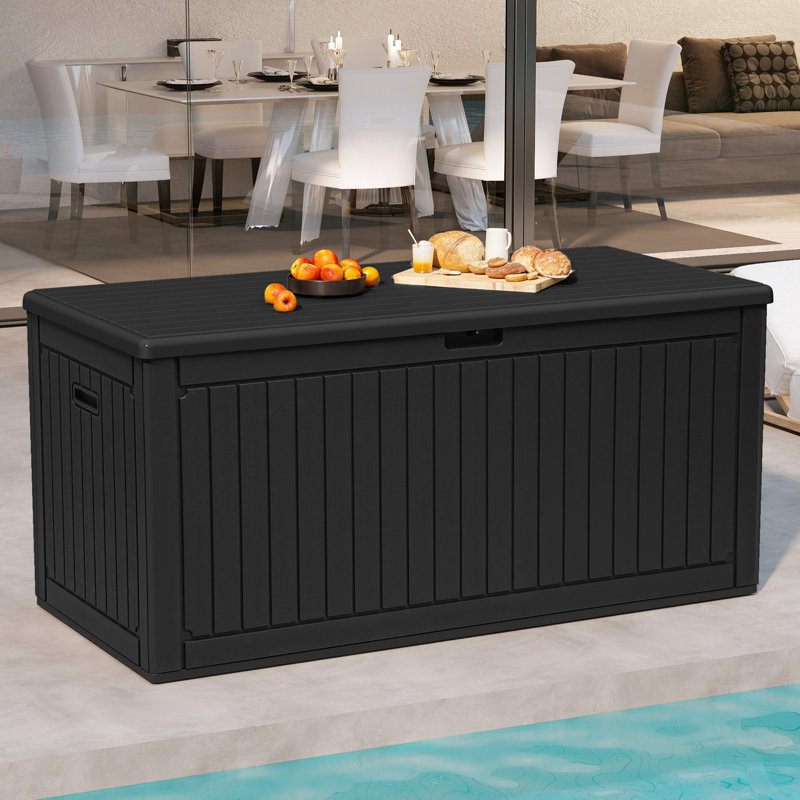 Balconera 260 Gallons Water Resistant Resin Lockable Deck Box, Black