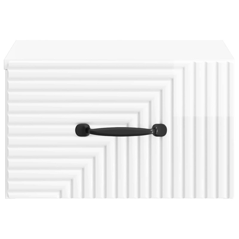 34.5cm W Manufactured Wood Bedside Table, High Gloss White