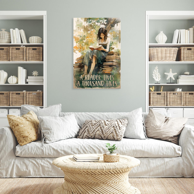 Impression sur toile, "A Reader Lives A Thousand Lives" - 1 pièce Rectangle A Reader Lives A Thousand Lives