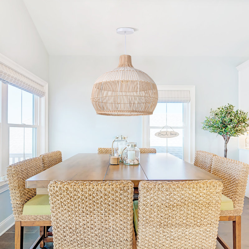 Berklin 1 - Light Natural Dome Pendant, 21.65" H x 23.62" W x 23.62" D