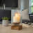 Decorative Wood and Glass Pillar Candle Holder for Home Decor - Modern Tabletop Candle Holder for Any Room Styling - Brown-1361391531