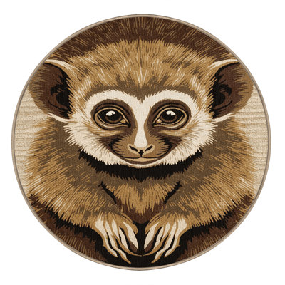 Washable Slow Loris Wildlife Area Rug