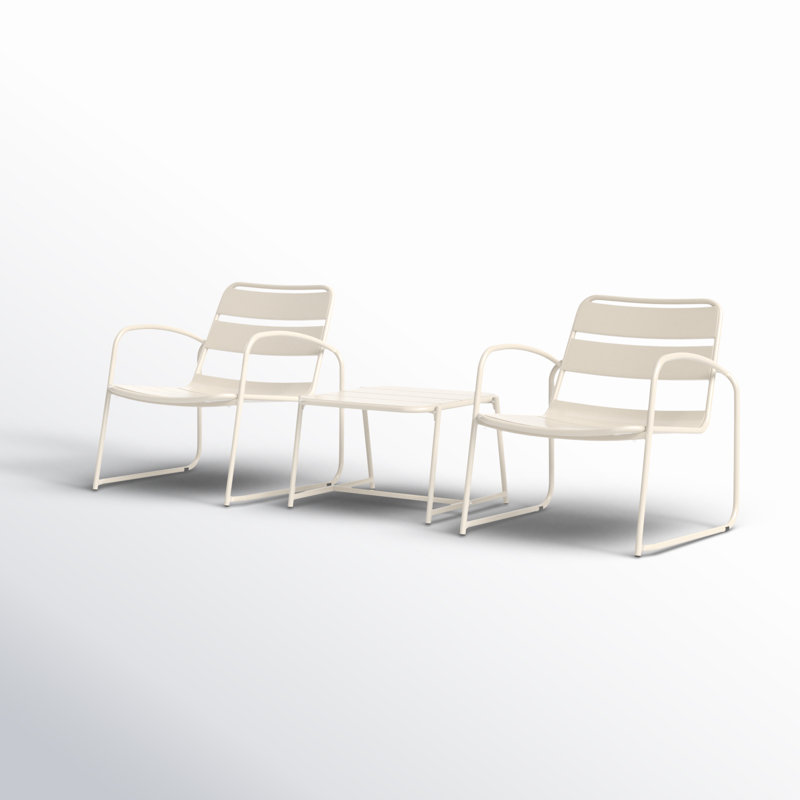 Ensemble de conversation 3 pièces Bittany, Blanc mat