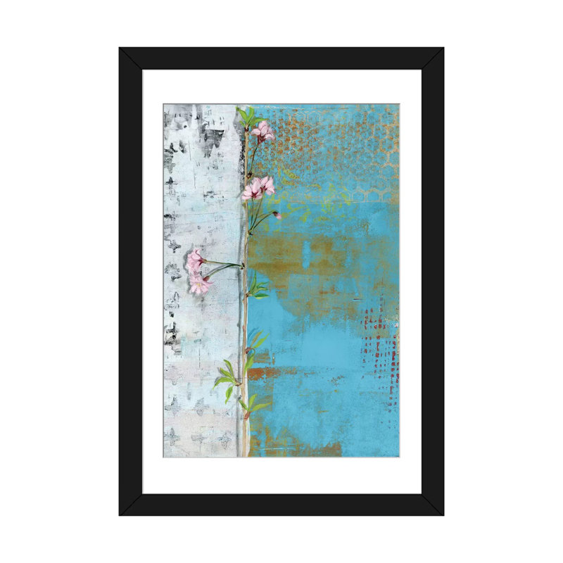 «Willow Bloom II», impression sur toile, H 24 po x l 16 po x P 1 po, Papier d'art encadré noir, Blanc