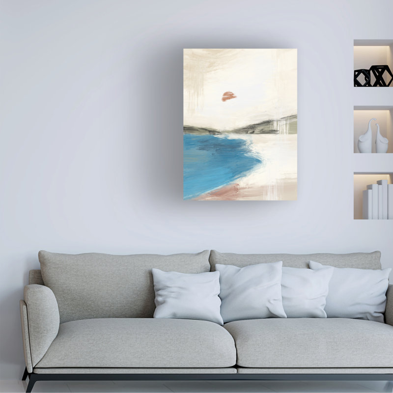 «Little Dean», art abstrait sur toile lagon, 14" H x 19" W