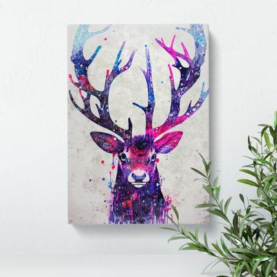 Stag Painted No.1 - Wrapped Canvas Print