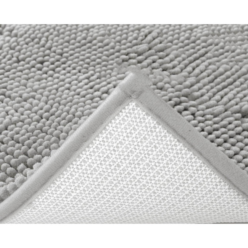 2 Piece set Rectangle Bath Mat, Light Grey