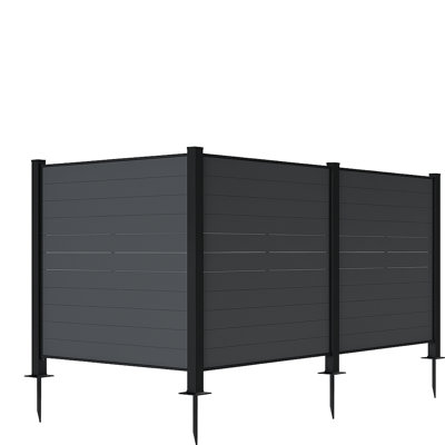 Outdoor Privacy Screens, 50" W X 50" H Air Conditioner Fence, Trash Can Enclosure With Metal Stakes, Metal Decorative Fences For Garden Backyard Patio(3 Panels, Black)