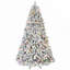 Arbre de Noël enneigé 5 pi avec 300 lumières UL colorées et 27 pommes de pin naturelles, branches articulées, support en métal stable, installation facile-969089030-969089024
