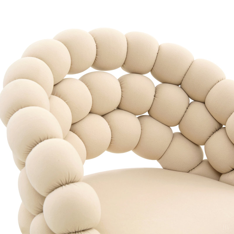 Ensemble de 2 tabourets de bar en velours Puffy Bubble Chair, Beige