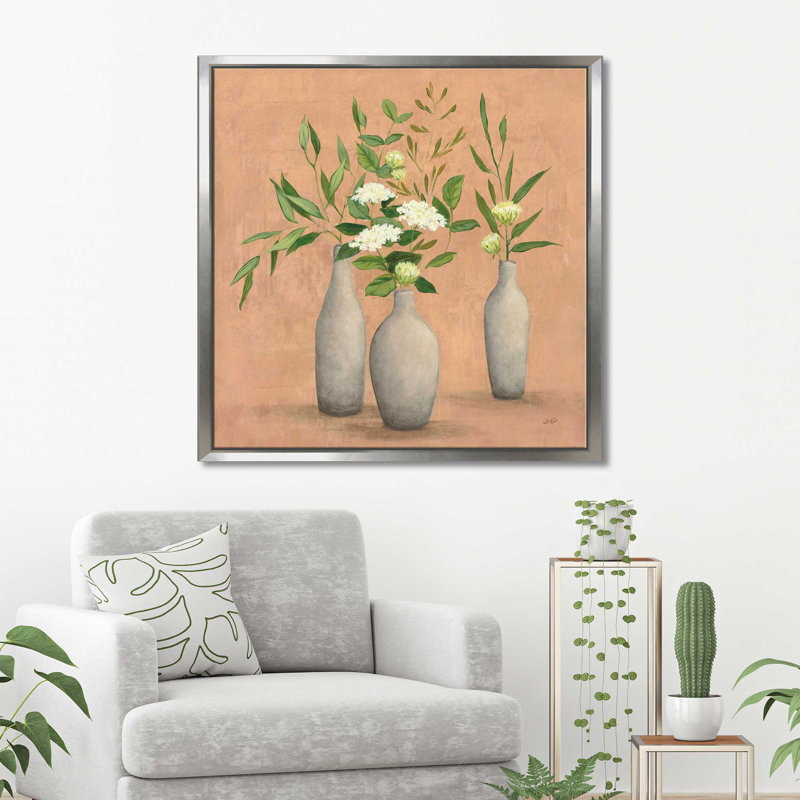 Bouquet naturel I - Peinture, Cadre flottant argent, H 39,5 po x l 39,5 po x P 2 po