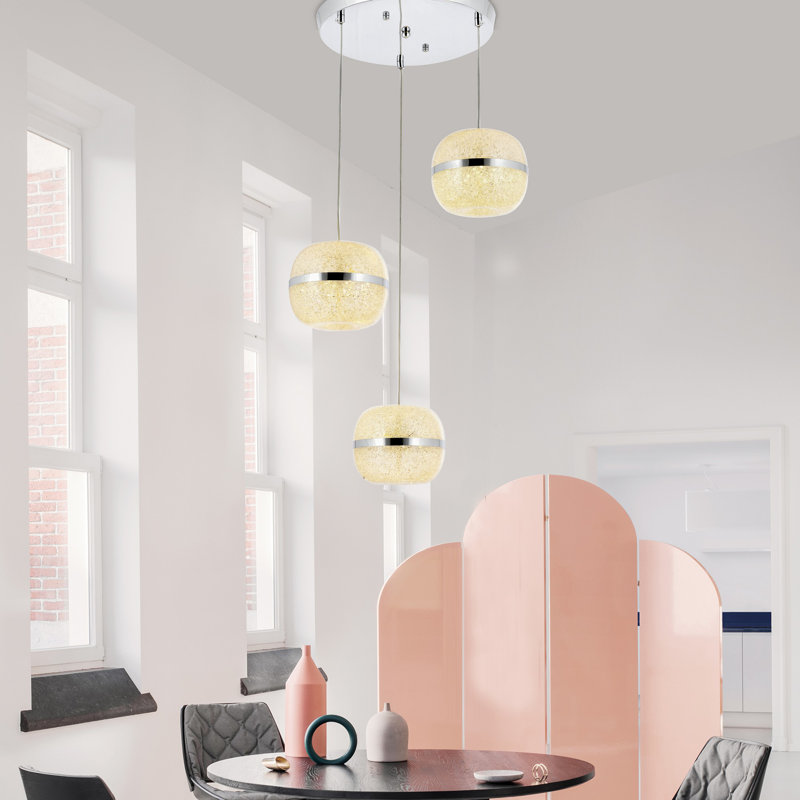 Luminaire suspendu en forme de globe à 3 lumières Beckmann