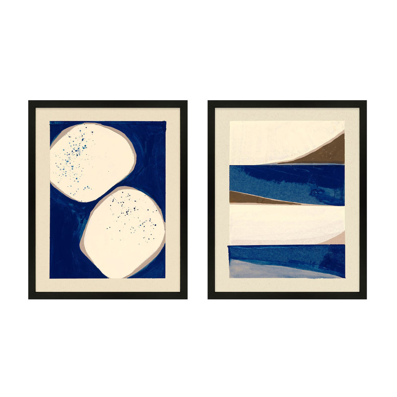 Strata, ensemble de 2 par Andrea Stokes - Art mural encadré, Cadre noir, H 20 po x l 32 po x P 1,25 po