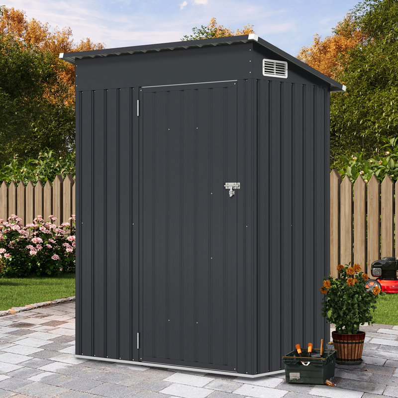 All-Weather Storage Shed Utility Tool House W/Top Sloping Design-Grey