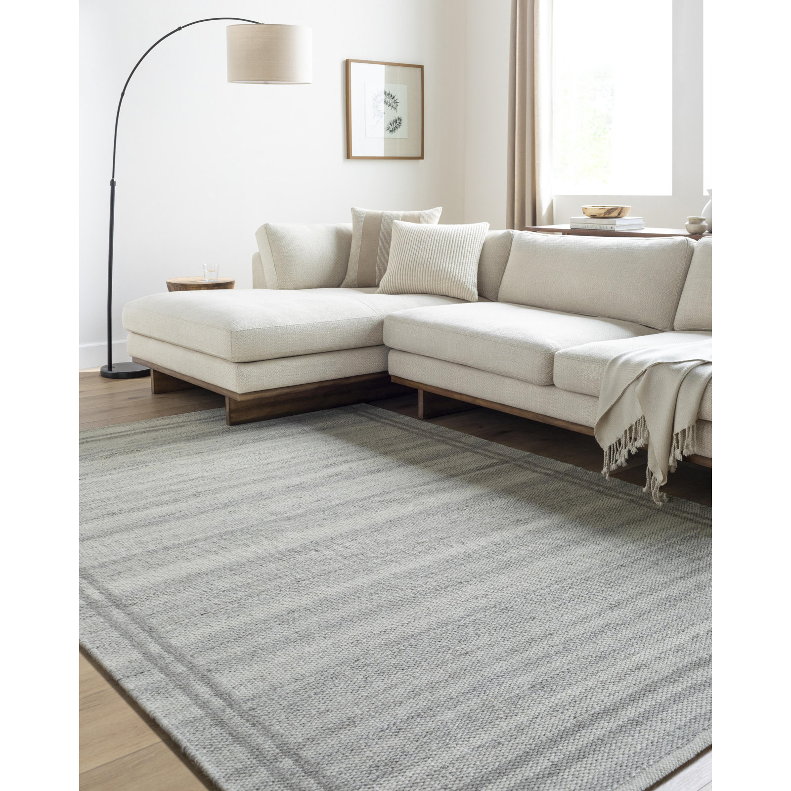 Lavande Hand-Woven Striped Area Rug, Rectangle 8'10" x 12'