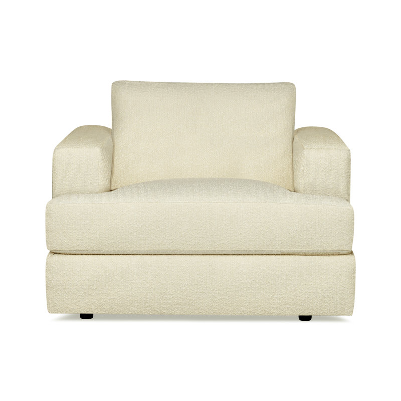 Chaise et demi rembourrée Cayden, Tissu performance bouclé Davis Pearl