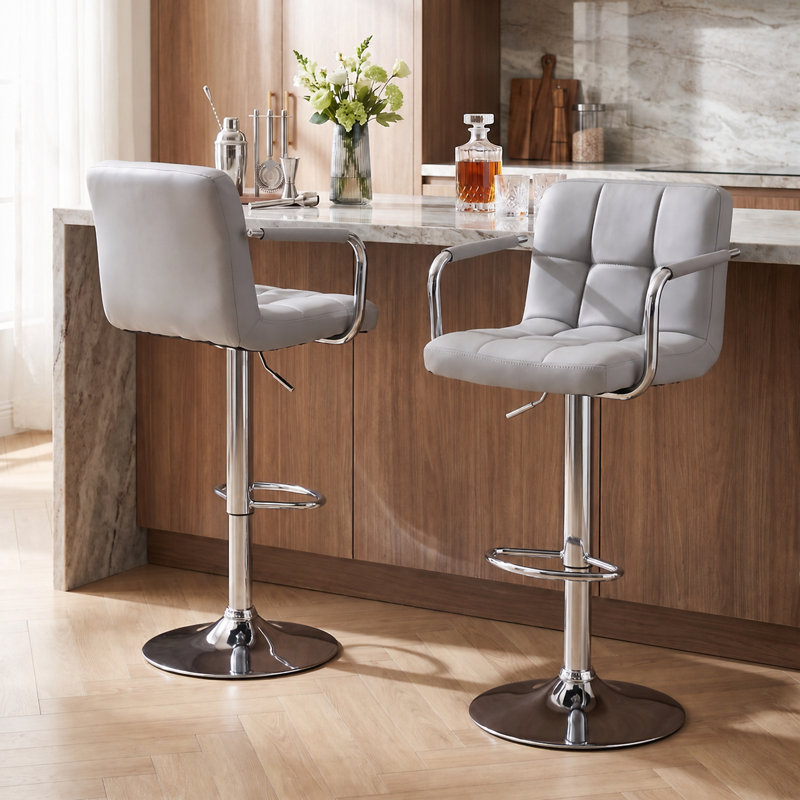 Tabourets de bar industriels pivotants avec accoudoirs, tabouret de comptoir ergonomique en similicuir pour îlot de cuisine et bar pour la maison
