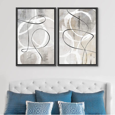 Ensemble de 2 peintures encadrées sur toile