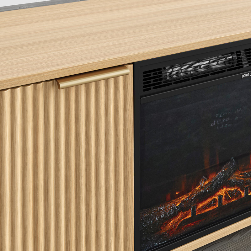 Meuble télé 70 po avec tablettes réglables, Chêne