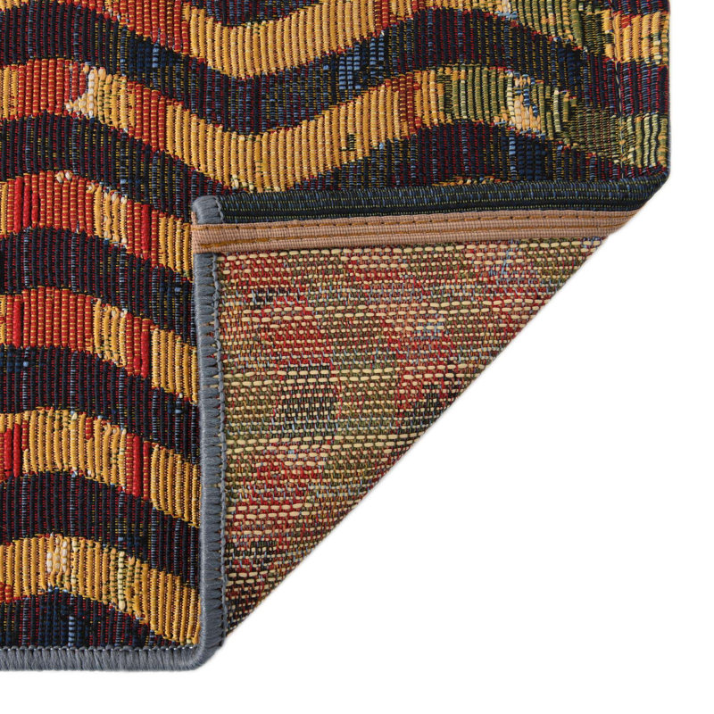 Tapis intérieur / extérieur abstrait Skylar, Tapis de couloir 2 pi 7 po x 9 pi