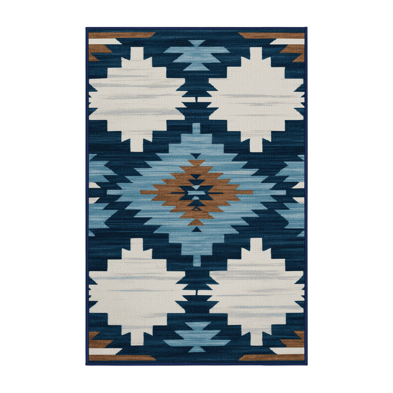 Tapis de style sud-ouest à six nuages de pluie Hopi Ginza, Rectangulaire 2 pi x 3 pi