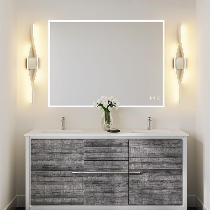 Luminaire de salle de bain moderne à DEL à intensité variable avec 5 températures de couleur réglables, Nickel brossé
