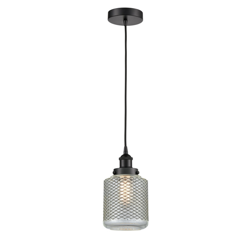 Luminaire suspendu cylindrique à 1 lumière Iyana, Noir mat