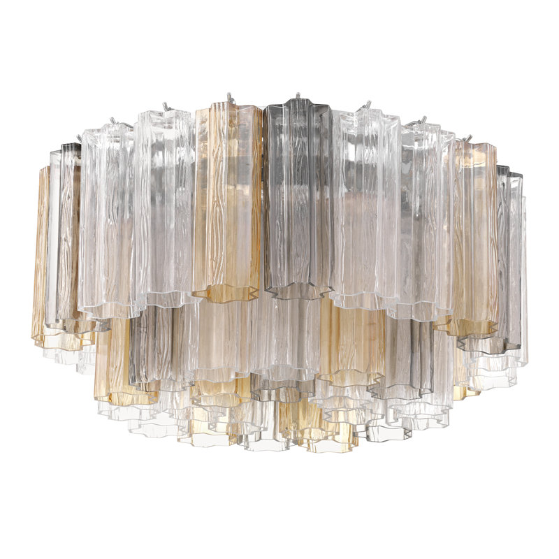 Plafonnier encastré 7 lumières Shaurya, Chrome poli / automne