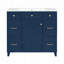 Meuble-lavabo bleu 36 po avec lavabo en céramique, cadre en bois massif, portes à fermeture en douceur et nombreuses solutions de rangement-129184570
