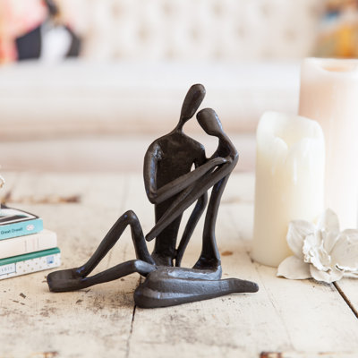 Heroux Large Abstract Couple Embracing Iron Sculpture