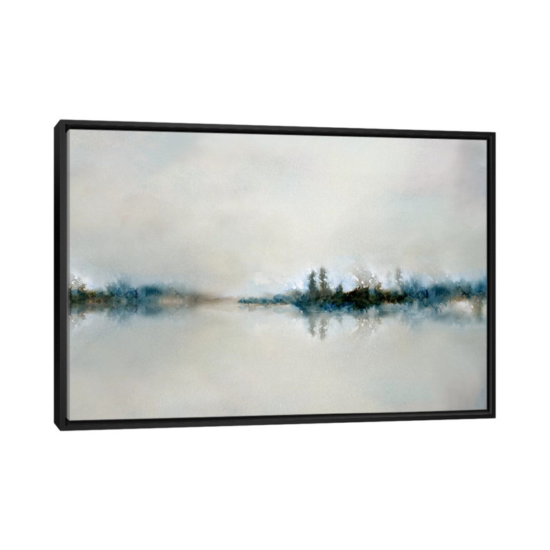 " Calm Morning " by Nan, 18" H x 26" W x 1.5" D, Black Floater Framed Canvas, No Mat