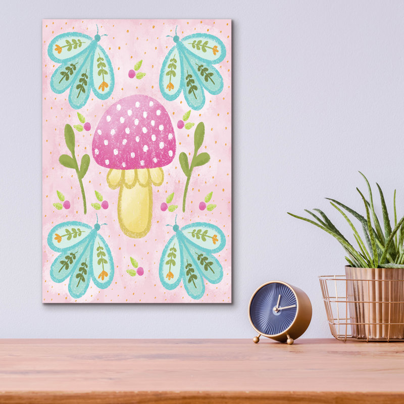 «Pink Mushroom» par Club Daydream, art mural en verre acrylique, 12 po x 16 po