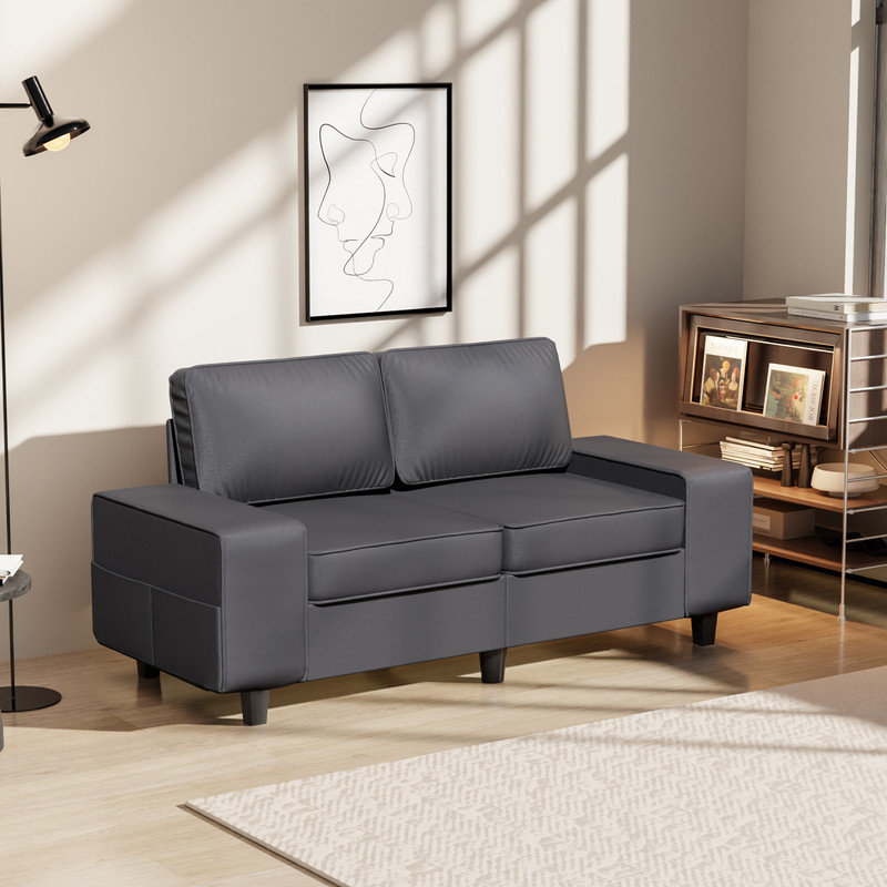 Canapé rembourré avec rangement, Mélange de polyester gris foncé, 2