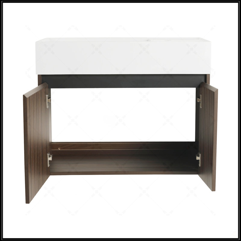 Armoire de salle de bain 30 pouces avec lavabo, portes à fermeture douce et conception flottante pour petits espaces