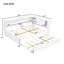 Lit de jour en bois pleine grandeur avec tablettes de rangement, USB, DEL et lit gigogne, blanc-292634017