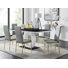 7-Piece Glass and Wood Dining Table Set with Upholstered Dining Chairs and Rectangular Table