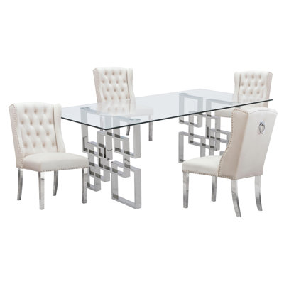Bauxite 4 - Person Double Pedestal Base Dining Set