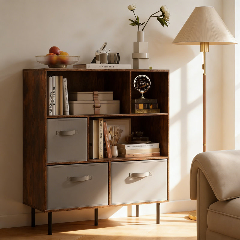 105cm H x 90cm W Standard Bookcase, Beige