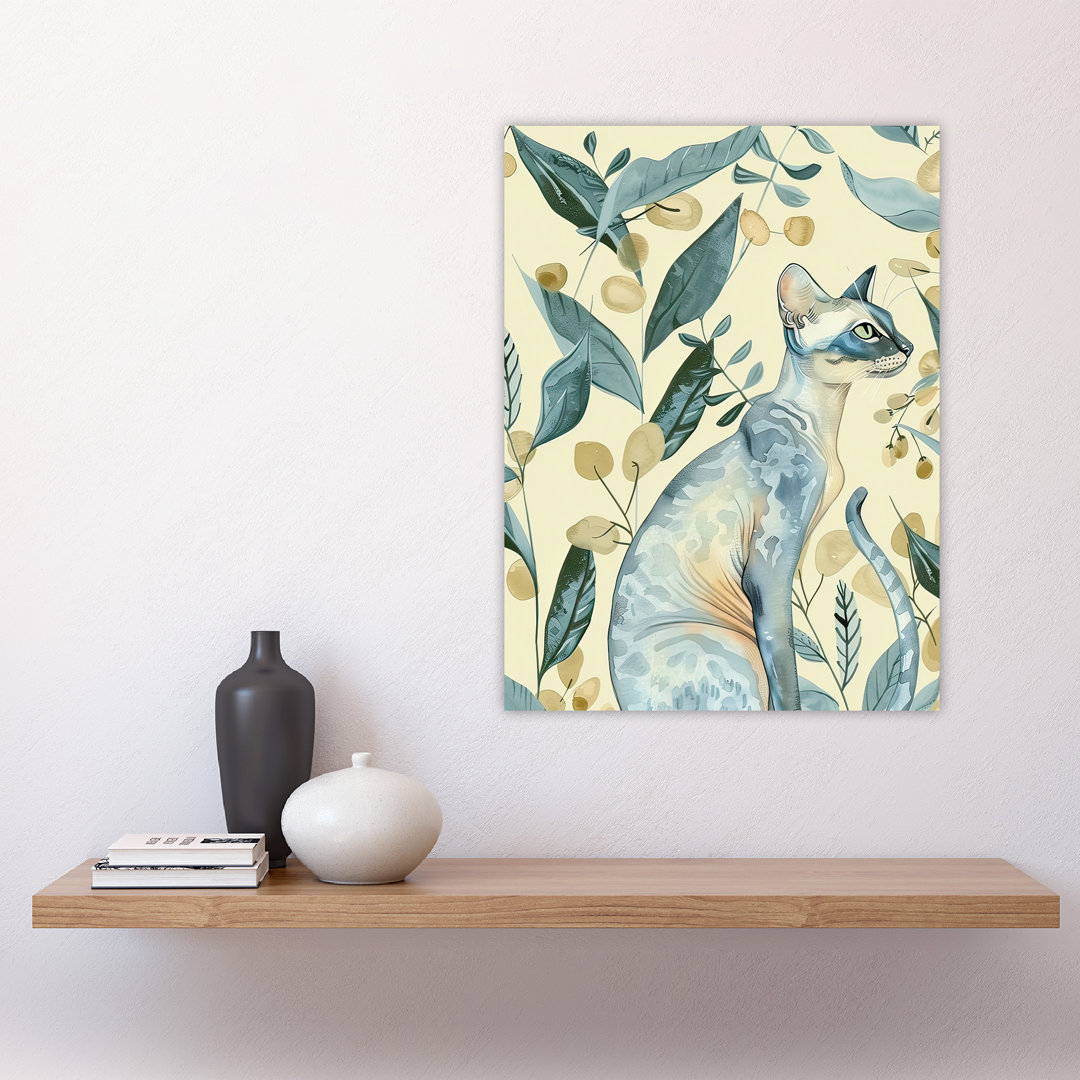 Cat Lover Teal Oriental Shorthair Portrait Wall Art Print